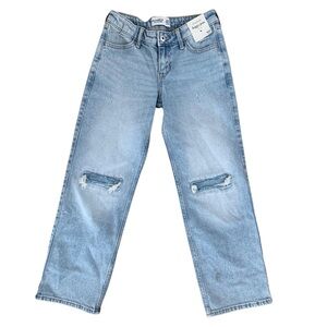 Abercrombie Kids 9/10 Regular Light Blue Low Rise Baggy Distressed Jeans Girls